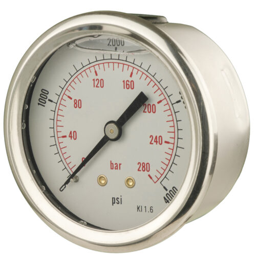 63mm - Glycerine Filled Pressure Gauge - Back Connection - Accuracy ±1.6%