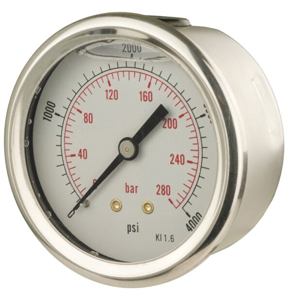 B222e271k Front 63mm - Glycerine Filled Pressure Gauge - Back Connection - Accuracy ±1.6%