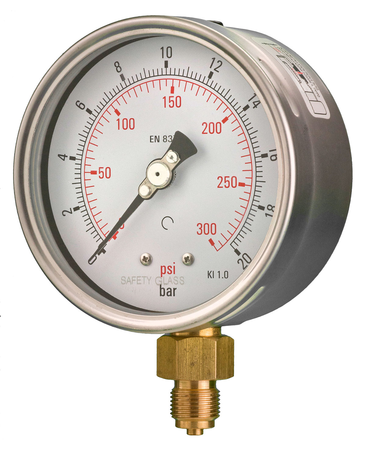 100mm - Industrial Pressure Gauge - Dry Fillable