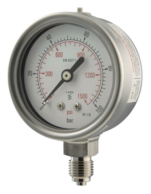 63mm - All Stainless Steel Pressure Gauge - Dry Fillable