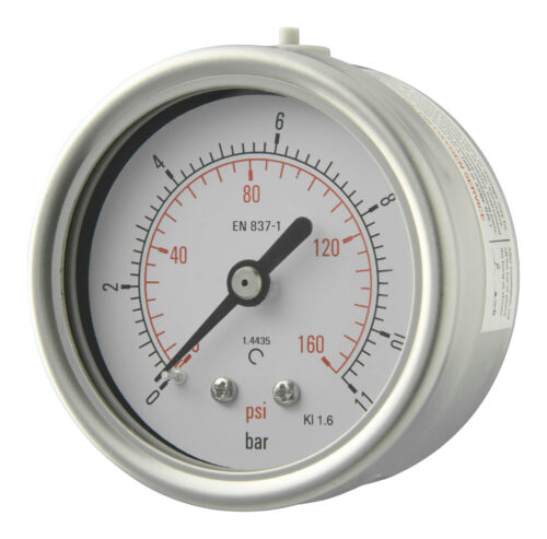 63mm - All Stainless Steel Pressure Gauge - Dry Fillable