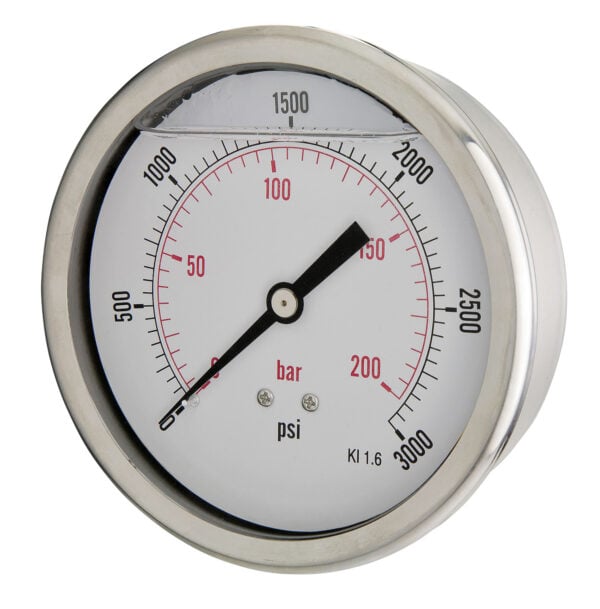 Rb422e269l Front 100mm - Glycerine Filled Pressure Gauge - Back Connection - Accuracy ±1.6%