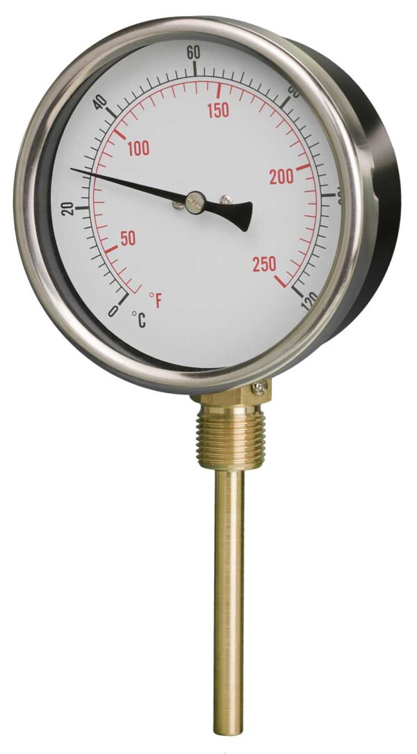 T401a251c Front 100mm — HVAC Bimetal Thermometer — Accuracy Class 2
