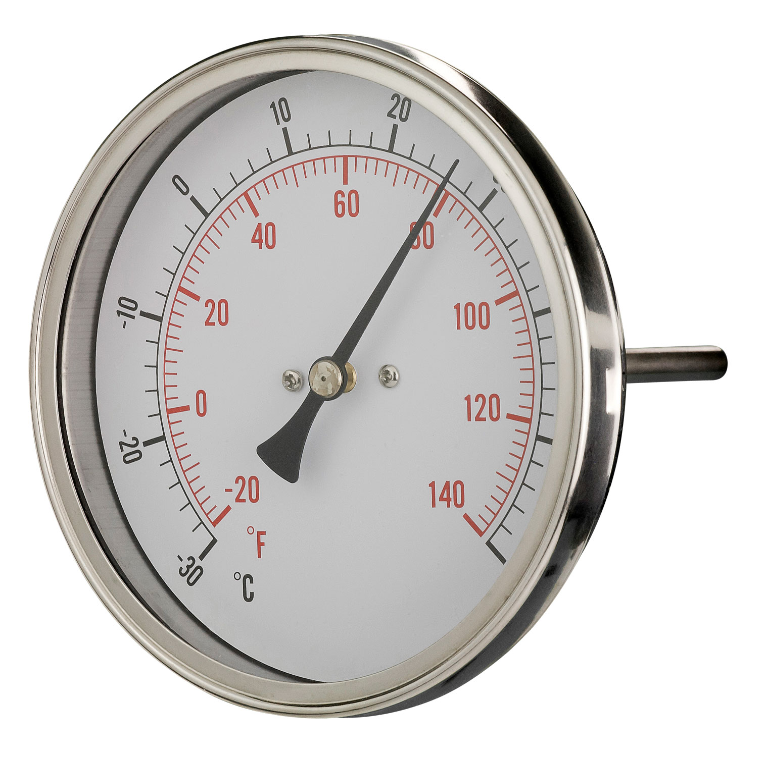 100mm – All Stainless Steel Thermometer – Back Stem – Accuracy Class 2