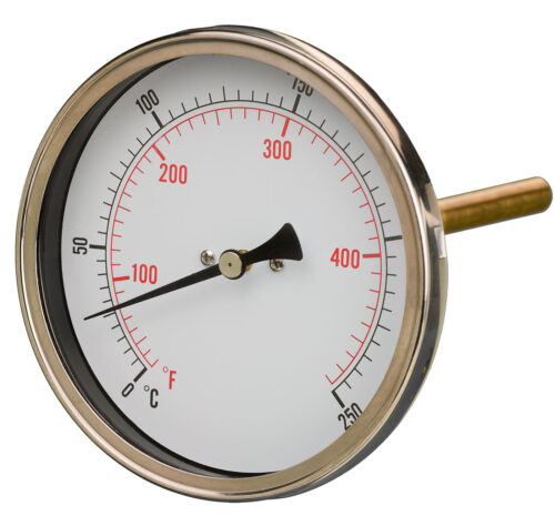 160mm — HVAC Bimetal Thermometer — Back Stem — Accuracy Class 2
